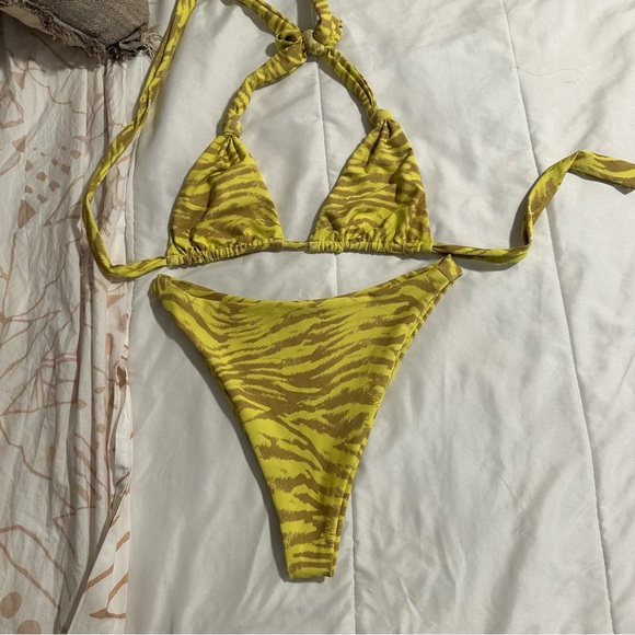 Skatie Other - Skatie Yellow Zebra Print Bikini | Top and Bottom | Size M